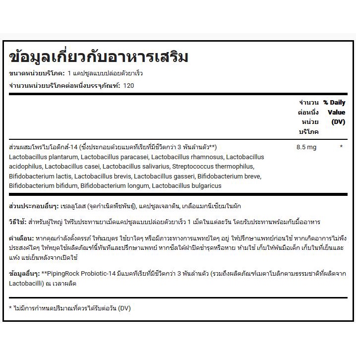 (พร้อมส่ง) PipingRock / RenewLife Probiotic 14/25 Strains. โพรไบโอติกส์ จุลินทรีย์ ระบบทางเดินอาหาร ท้องผูก ท้องเสีย - รูปที่ 7