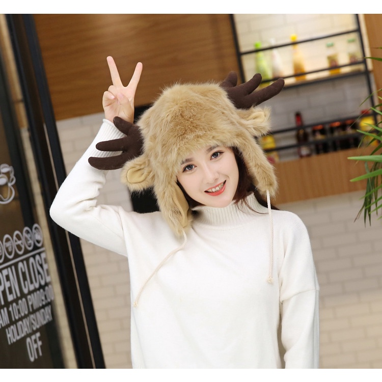 [ซื้อในvideoลด30%] พร้อมส่งจากไทย หมวกเขาสัตว์ ขนฟู น่ารักมาก (ควาย กวาง)