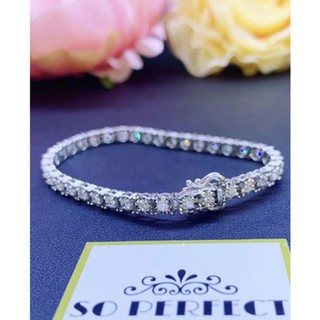 สร้อยข้อมือเพชรแท้รอบเส้น Genuine Diamonds Tennis Eternity Bracelet ใช้เพชรน้ำขาว 99 ขาวใสมากกก