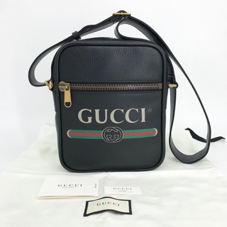 New! Gucci Print Massenger bag Grain Leather