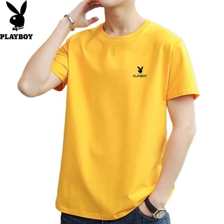 [S-5XL] Playboy  เสื้อยืดแขนสั้น คอกลม ผ้าฝ้ายแท้ ทรงหลวม แฟชั่นฤดูร้อน สําหรับเด็กผู้ชาย