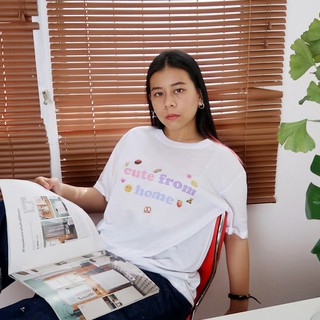 เสื้อขาว Cute from home อก32-50 (มีเก็บปลายทาง) An Lee