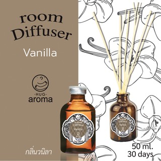 กลิ่น วนิลา 50 ML ก้านไม้หอม น้ำหอมปรับอากาศ อโรม่า Hug Aroma Reed Diffuser ปรับอากาศ ภายในบ้าน Vanilla sweet 50ML