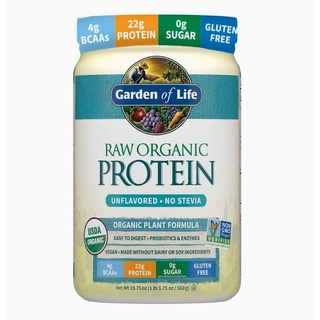 Garden of Life, RAW Organic Protein, Organic Plant Formula, Unflavored, 19.75 oz (560 g) โปรตีนทดแทนมื้ออาหาร