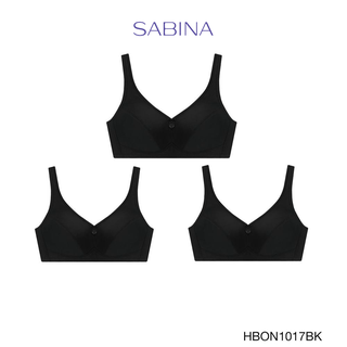 Sabina ซาบีน่า เสื้อชั้นใน (Set 3 ชิ้น)(ไม่มีโครง) รุ่น Habpy Adult รหัส HBON1017BK สีดำ