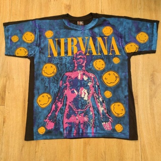 NIRVANA SMILEY BOOTLEG OVP OVERPRINT เสื้อวง เสื้อทัวร์ ลายวงเนอร์วาน่า บูทเลท