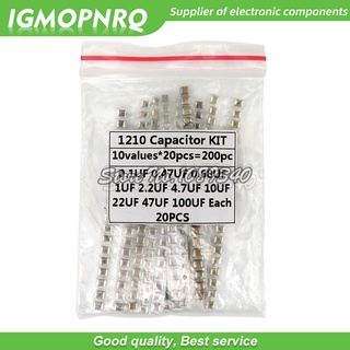 ชุดตัวอย่างตัวเก็บประจุ 1210 SMD 10values*20PCS=200PCS/lot 100nF~100uF diy