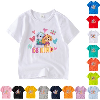 เสื้อยืดคอกลม แขนสั้น ผ้าฝ้าย ลายการ์ตูน Paw Patrol 8 สี สําหรับเด็ก AAA028