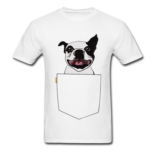 เสื้อยืด ผ้าฝ้าย 100% พิมพ์ลายกราฟฟิค Pocket Boston Terrier Pitbull Teckel Jack Russell Dog สําหรับผู้ชายS-5XL