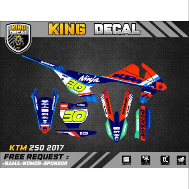 สติ๊กเกอร์รูปลอก KTM 250 2017 Striping KTM 250 2017 12