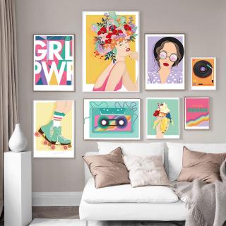 Flower Girl Fashion Retro Posters Print Abstract Photo Vintage Wall Art Canvas Painting Picture Living Room Home Decor No Framed