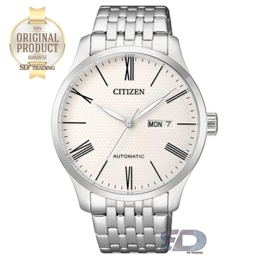 CITIZEN Men's Automatic Stainless Steel Watch รุ่น NH8350-59A - Silver/White ตัวเลขโรมัน