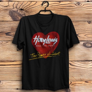 tshirtเสื้อยืดคอกลมฤดูร้อนGildan เสื้อยืดผ้าฝ้าย 100% พิมพ์ลาย Huey Lewis and The News The Power of Love Huey Lewis Sean