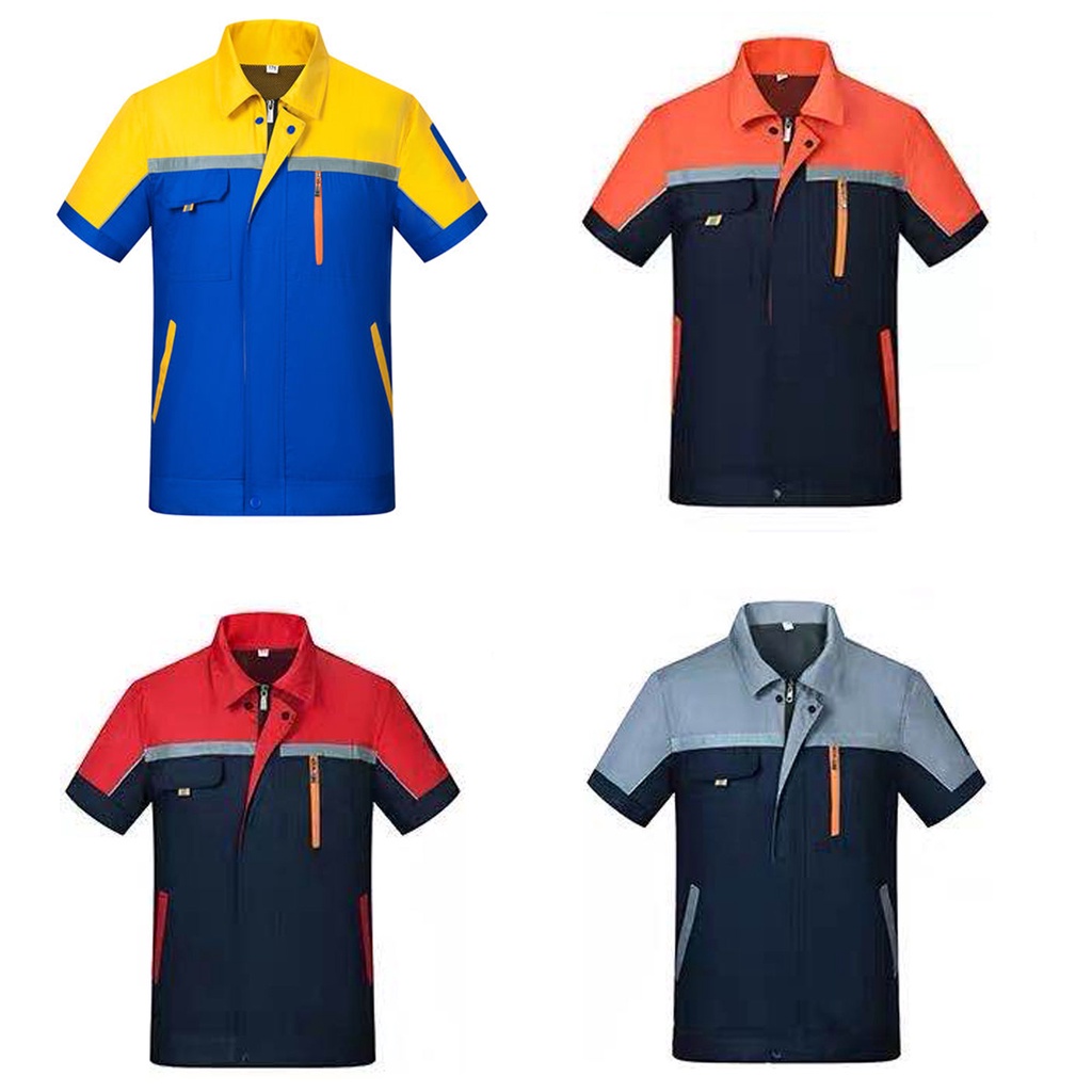 เสื้อช็อปช่างใส่ทำงาน  เสื้อช็อปแขนสั้น เสื้อสะท้อนแสง