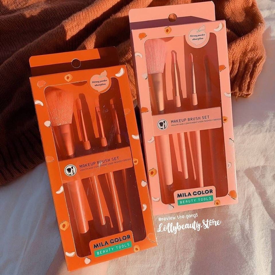 MC5017 เซ็ตแปรง แปรงขนนุ่ม Peach Candy มี 2 สี 4 ชิ้น ปัดแก้ม อายแชโดว์ พร้อมส่ง