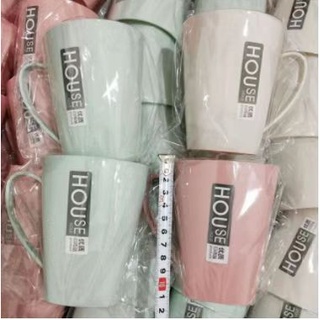 (GEG84) plastic tumbler แก้วพลาสติก กินน้ำ มีหูจับ พกพา 300ml. แปรงฟัน น้ำดื่ม สีพาสเทล