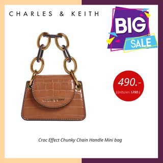 [พร้อมส่ง] CHARLES &amp; KEITH รุ่น CROC EFFECT CHUNKY CHAIN HANDLE MINI BAG กระเป๋าสะพายข้างแฟชั่นผู้หญิง กระเป๋าไซส์มินิ