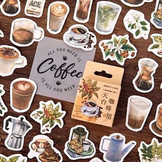 สติ๊กเกอร์ลายกาแฟน่ารัก 46 ชิ้น/ถุงสําหรับตกแต่งสมุดภาพ