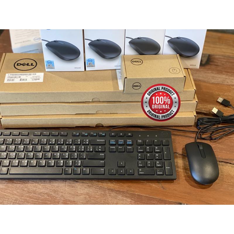 แพคคู่สุดคุ้ม= Dell KB216 Multimedia Keyboard ไทย-English + Mouse Dell Optical Mouse- MS116 ( BLACK)