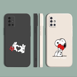 เคสโทรศัพท์มือถือ ซิลิโคนนิ่ม ขอบตรง ลายการ์ตูนสุนัขน่ารัก สําหรับ Samsung A31 A32 4G A52 A72 5G A11 A51 A71 A21S A02S A20S