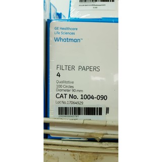 CAT No. 1004 กระดาษกรอง 90, 110มม GE Healthcare Whatman FILTER PAPERS 4 Ashless Diameter 90 mm 100 Circles