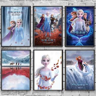 โปสเตอร์ภาพยนตร์แอนิเมชั่น Frozen 2 สำหรับตกแต่งห้องนอน ห้องนั่งเล่นเด็ก