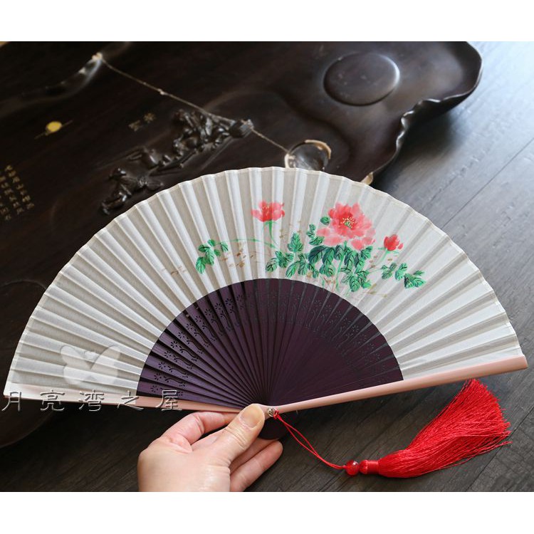 [时光的小店]Moon fan Chinese style summer 6 inch daily female fan bamboo ...