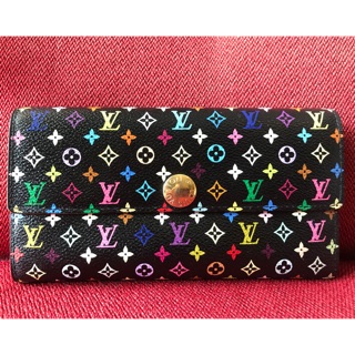 กระเป๋าสตางค์ Louis Vuitton แท้ 💯% Monogram Multicolore Canvas รุ่น Sarah สองพับ ใส่ได้ 6 การ์ด