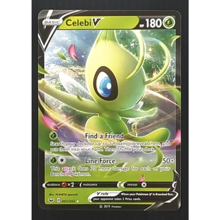 Celebi Basic V 001/202 เซเลบี Pokemon Card Gold Flash Light (Matte) ภาษาอังกฤษ