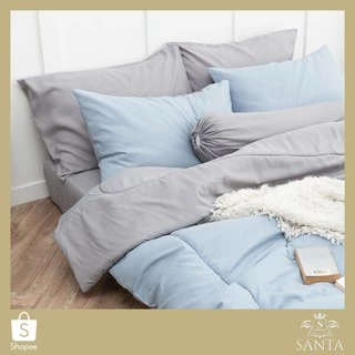 SANTA ชุด ผ้าปูที่นอน ผ้าห่ม ผ้านวม สีฟ้า สีเทาอ่อน