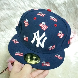 ของแท้ 10% 59 FIFTY NINE NEW ERA MLB NY CAPS / FLAG USA CUSTOM US Imported หมวก ลาย ธง อเมริกา