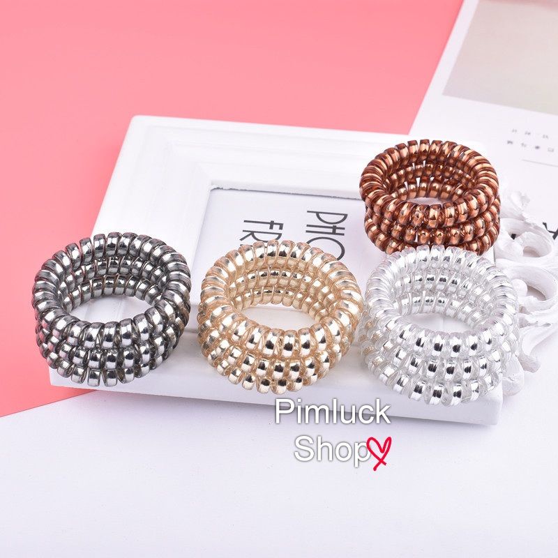 พร้อมส่ง ร้านไทยยางรัดผมยางมัดผมหลากสียืดหยุ่นสูงใช้ดี แบบเกลียว