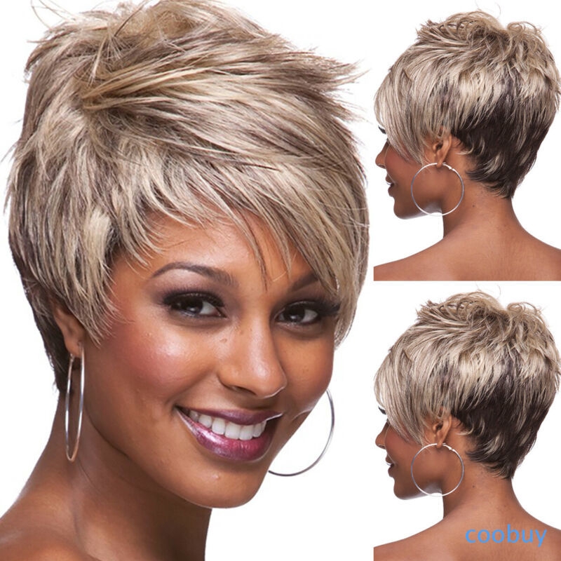 Cod Short Straight Cropped Wigs Layered Pixie Ladies Boycut