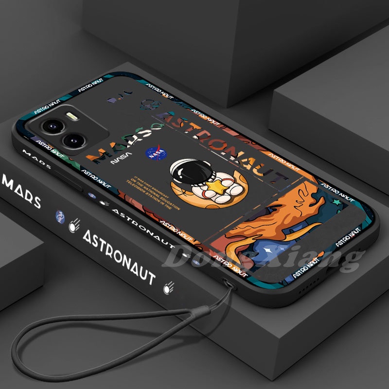 เคสโทรศัพท์มือถือ TPU แบบนิ่ม ลายนักบินอวกาศ Mars มีสายคล้อง สําหรับ VIVO Y16 Y35 Y22 Y15S Y15A Y21T Y12S Y21S Y33S Y11 Y12 Y15 Y17 Y20i Y20s Y30 Y91C S1 V23e V19 NEO Y53 Y1S