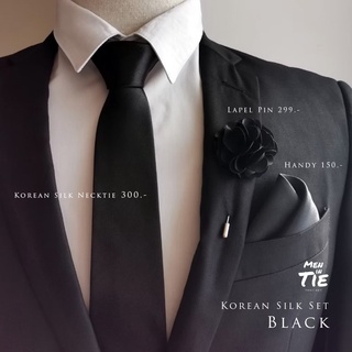 MEN IN TIE เนคไทสีดำรุ่น Korean Silk