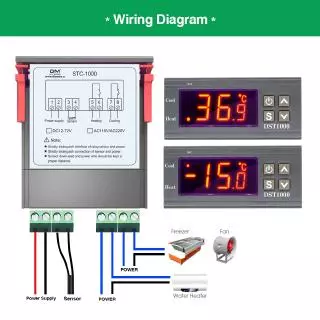 Aideepen STC1000 STC-1000 ตัวควบคุมอุณหภูมิ thermostat เทอร์โมสตัต เครื่องควบคุมอุณหภูมิ AC 110-220V ด้วยเทอร์มิสเตอร์