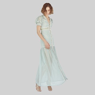 VALENTIER - FW20 SWISS-DOT CHIFFON MAXI DRESS  เดรส เดรสยาว เดรสผ้าลายพิมพ์ เสื้อผ้าผู้หญิง ชุดออกงาน ชุดราตรียาว