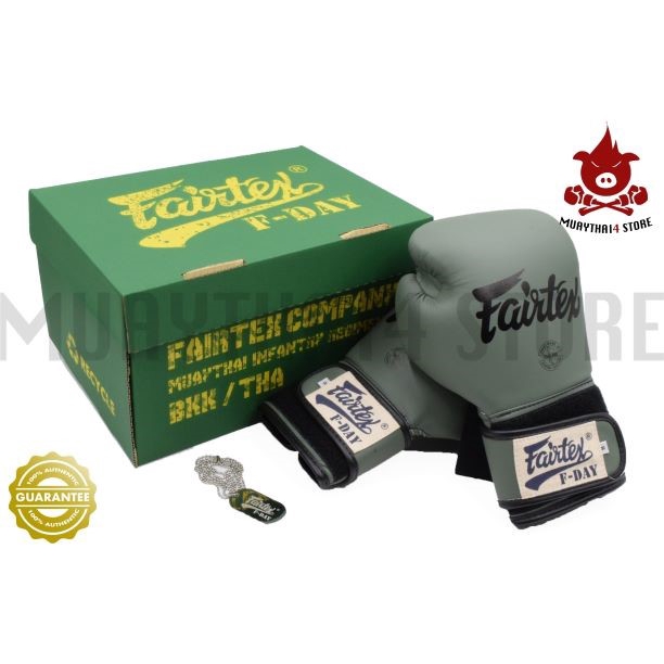 นวมชกมวย Fairtex BGV 11 F-DAY Limited Edition Gloves สีเขียวทหาร เขียวอ่อน นวมมวย