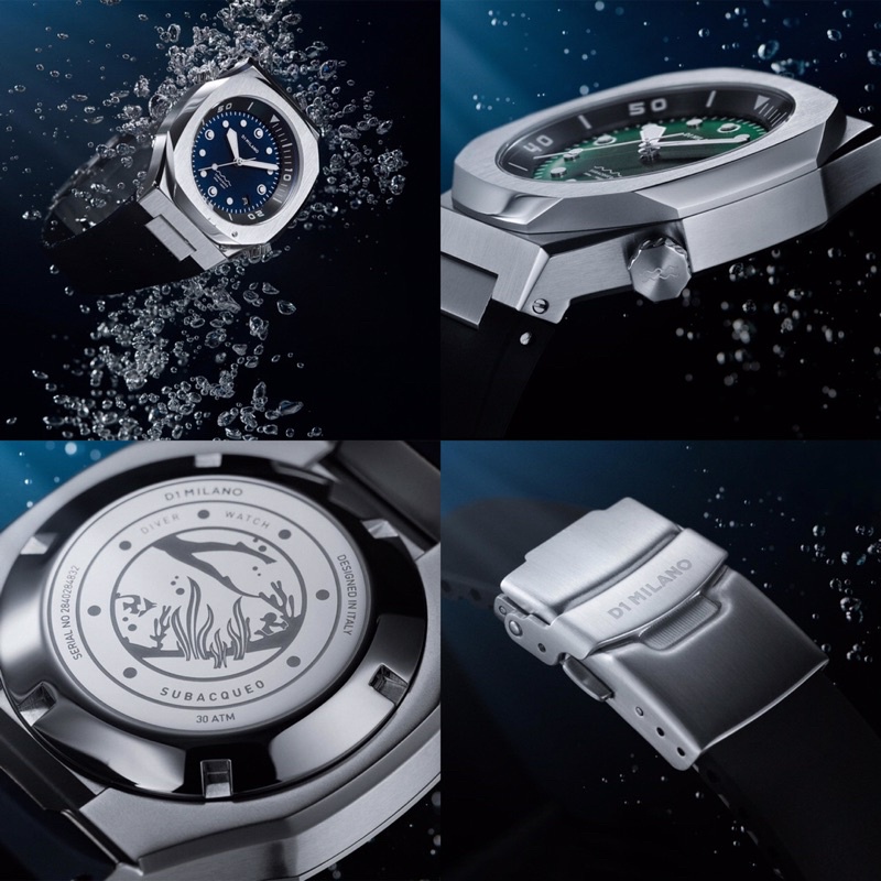 D1 milano SUBACQUEO 43.5 MM - DEEP BLUE 💯% D1-DVRJ02 สายซิลิโคน