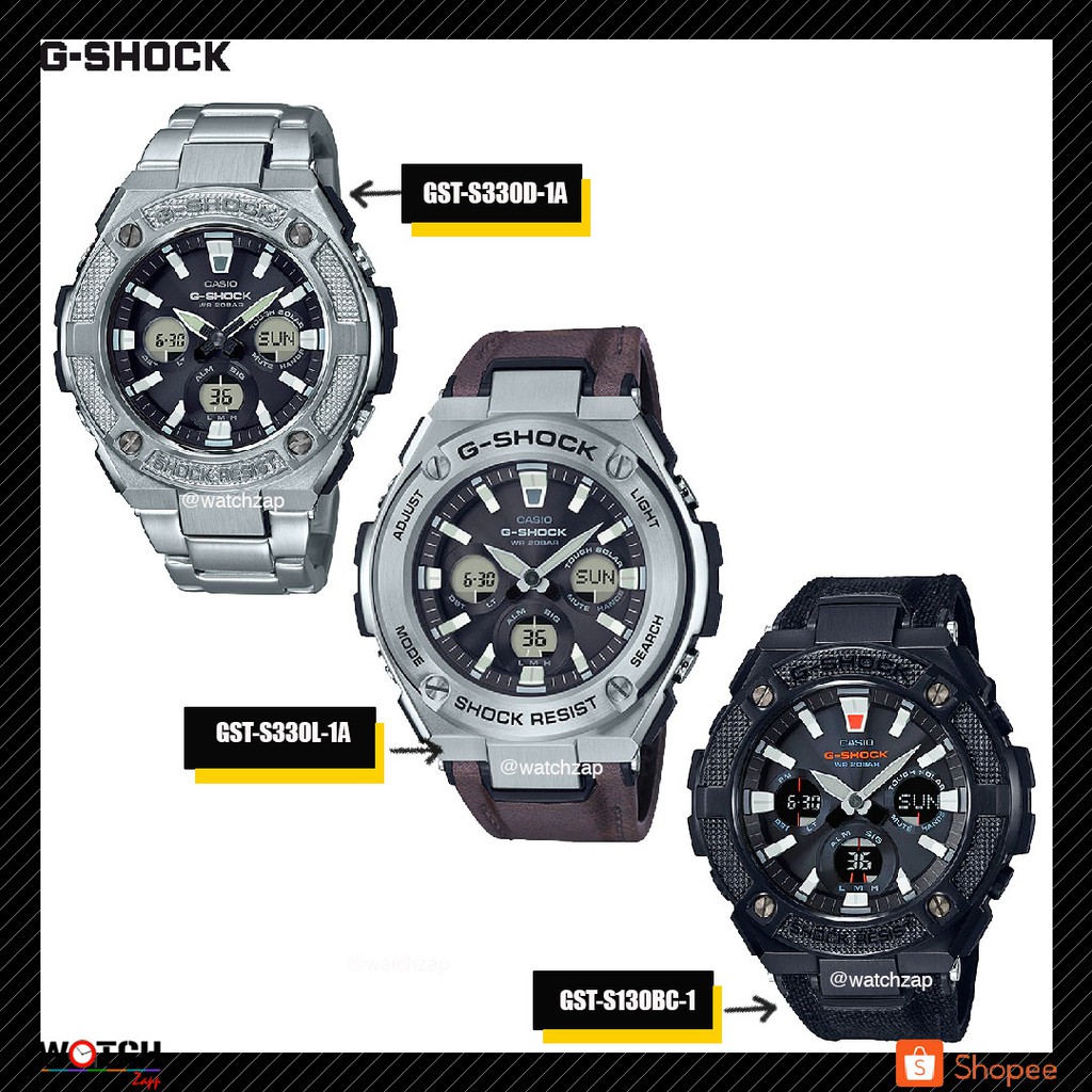 นาฬิกาข้อมือ Casio G-SHOCK ของเเท้  GST-S330D(สายแสตนเลส) GST-S330L(สายหนัง) GST-S130BC-1ADR (สายผ้า/หนัง)