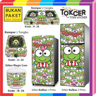 สติกเกอร์ ลาย KEROPPI motif สําหรับติดตู้เย็น เตา