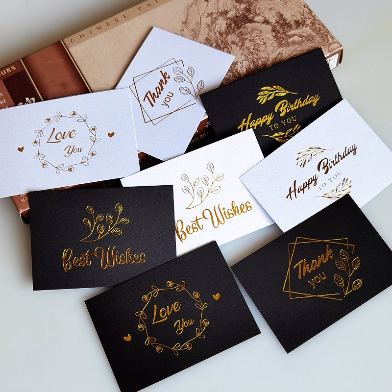 การ์ดอวยพรวันเกิด ลาย Thank You สีบรอนซ์ จํานวน 5 ชิ้น