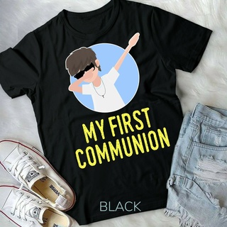 เสื้อยืดคอกลมcrew neckเสื้อยืด พิมพ์ลาย My First Holy Communion สําหรับเด็กผู้ชาย Dabbing 1St &amp; YouthS-4XL