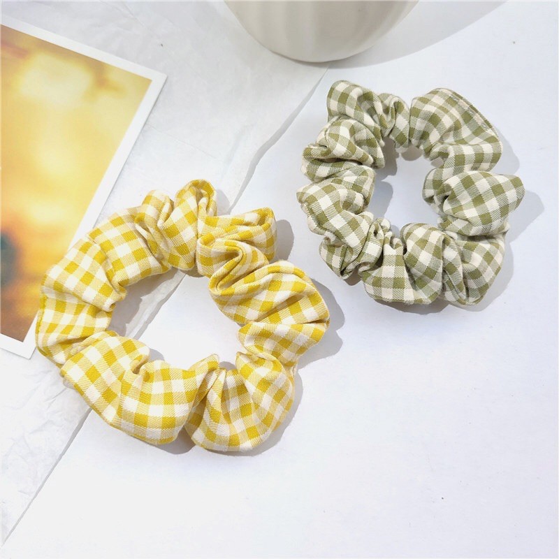 ยางรัดผมผ้าคอตตอนลายสก๊อต พร้อมส่ง - รูปที่ 5