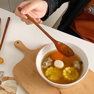 พร้อมส่ง ชุดช้อนและตะเกียบไม้สไตล์เกาหลี ชุดช้อนตะเกียบพกพา ด้ามยาว