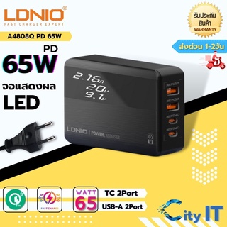 หัวชาร์จเร็ว LDNIO รุ่น A4808Q กำลังไฟ 65W/100W PD Type-C+QC3.0 ช่องชาร์จ C2+USB2 ที่ชาร์จเดสก์ท็อปมือถือได้อย่างรวดเร็ว
