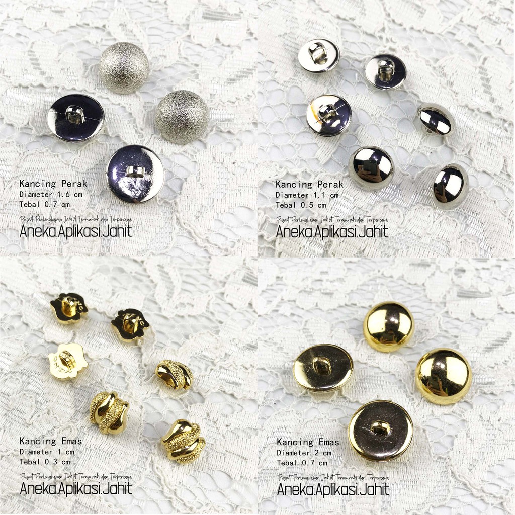 GOLD SILVER KEBAYA BUTTONS / GOLD SILVER MUSHROOM BUTTONS / GOLD SILVER BUTTONS