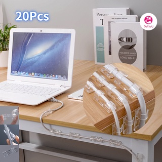 Daily U 20Pcs Self Adhesive Cable Clips Organizer TV PC Wire Cord Holder for Network Household