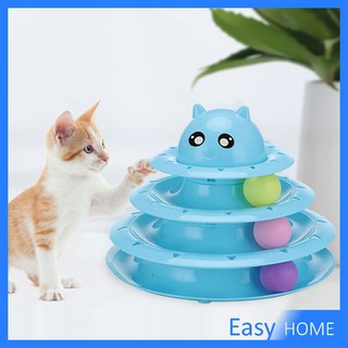 รางบอล ตาโต ของเล่นแมวทรงโดม  รางบอล 4 ชั้น ที่นอนแมว  Cat play plate