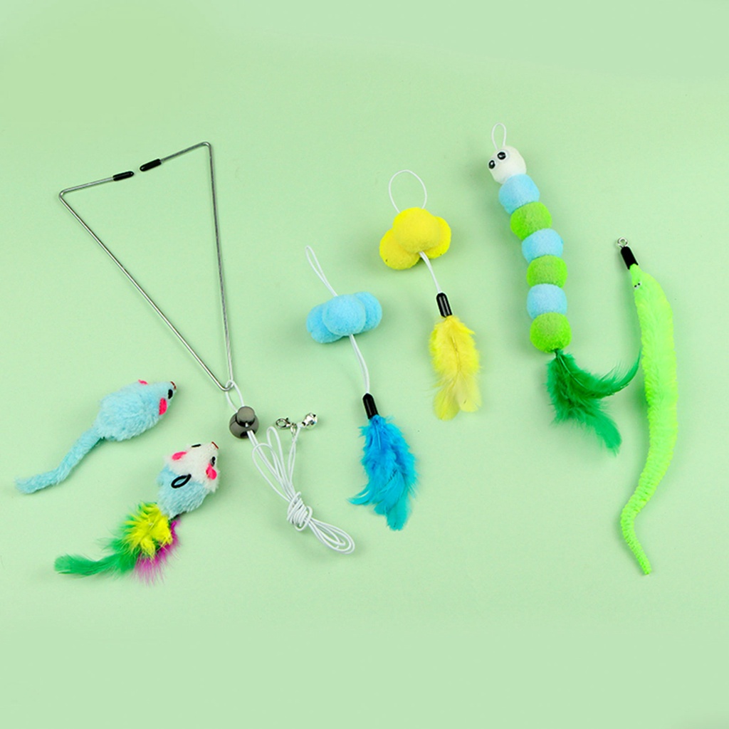 ติดแมวตลกCat Feather Toy Hanging Set Cat Toys For Indoor Cats Cat